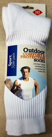 HJ Large white sports socks 3 pair pack size 15-17